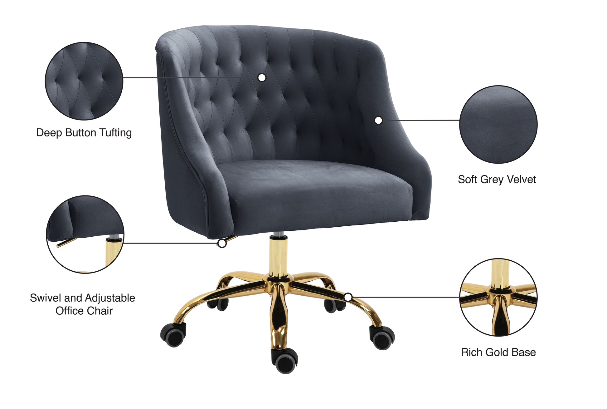 Arden Velvet Office Chair - Furniture Depot