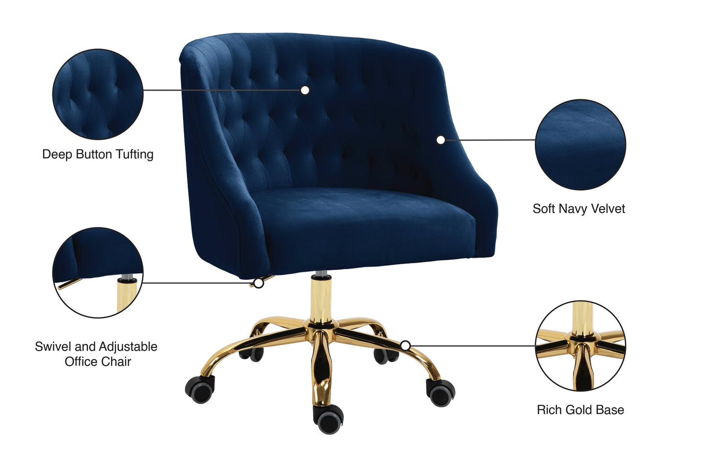 Arden Velvet Office Chair - Furniture Depot