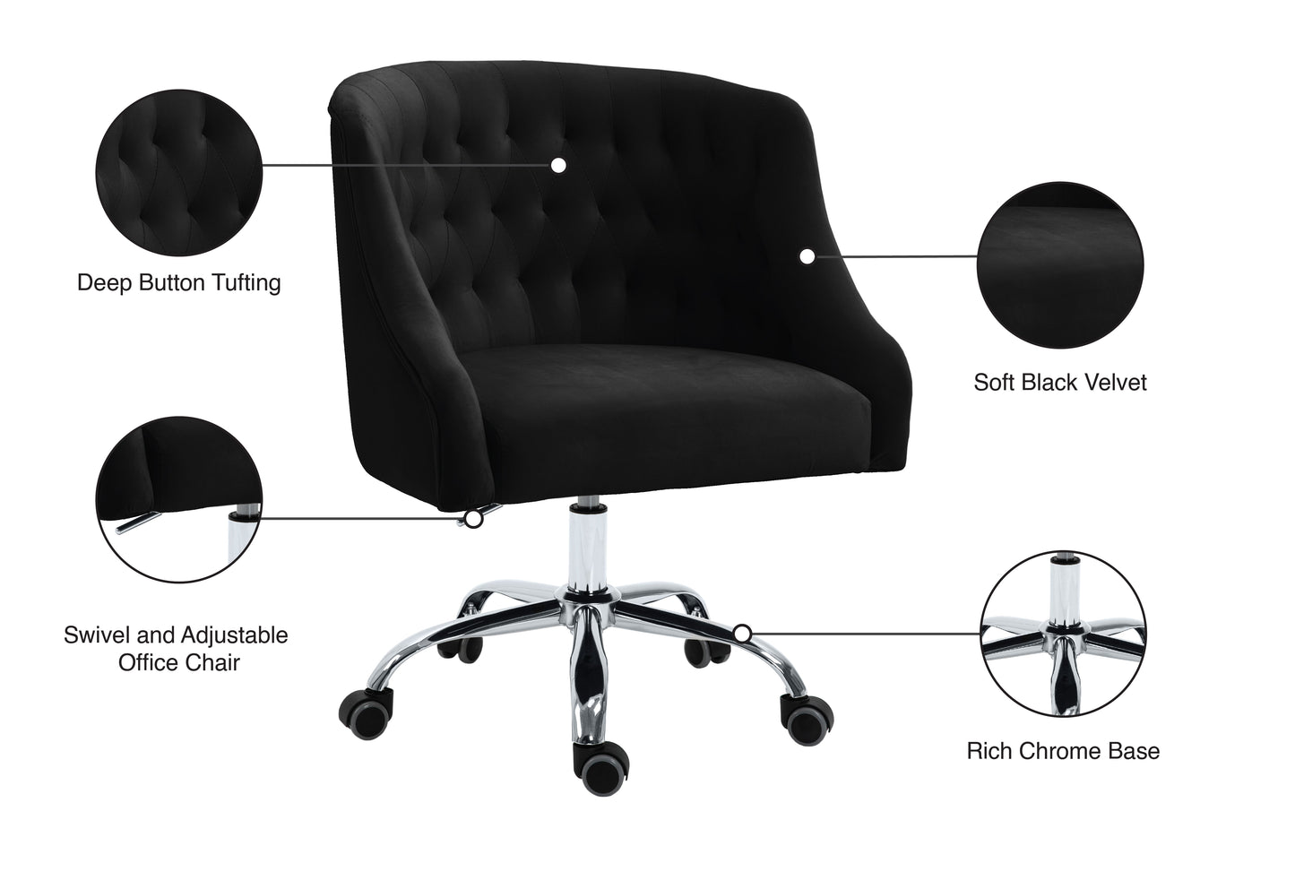 Arden Velvet Office Chair - Furniture Depot