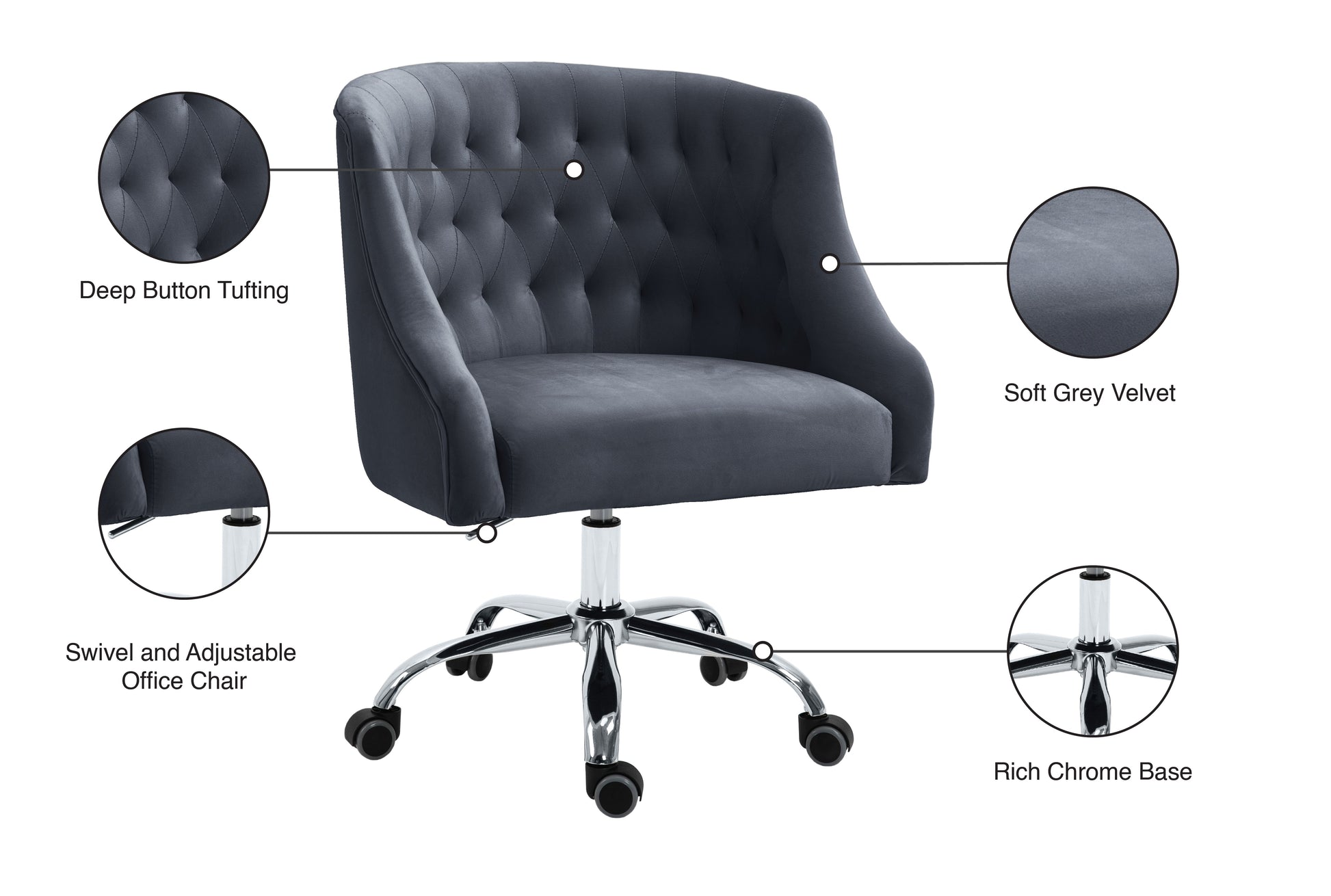 Arden Velvet Office Chair - Furniture Depot