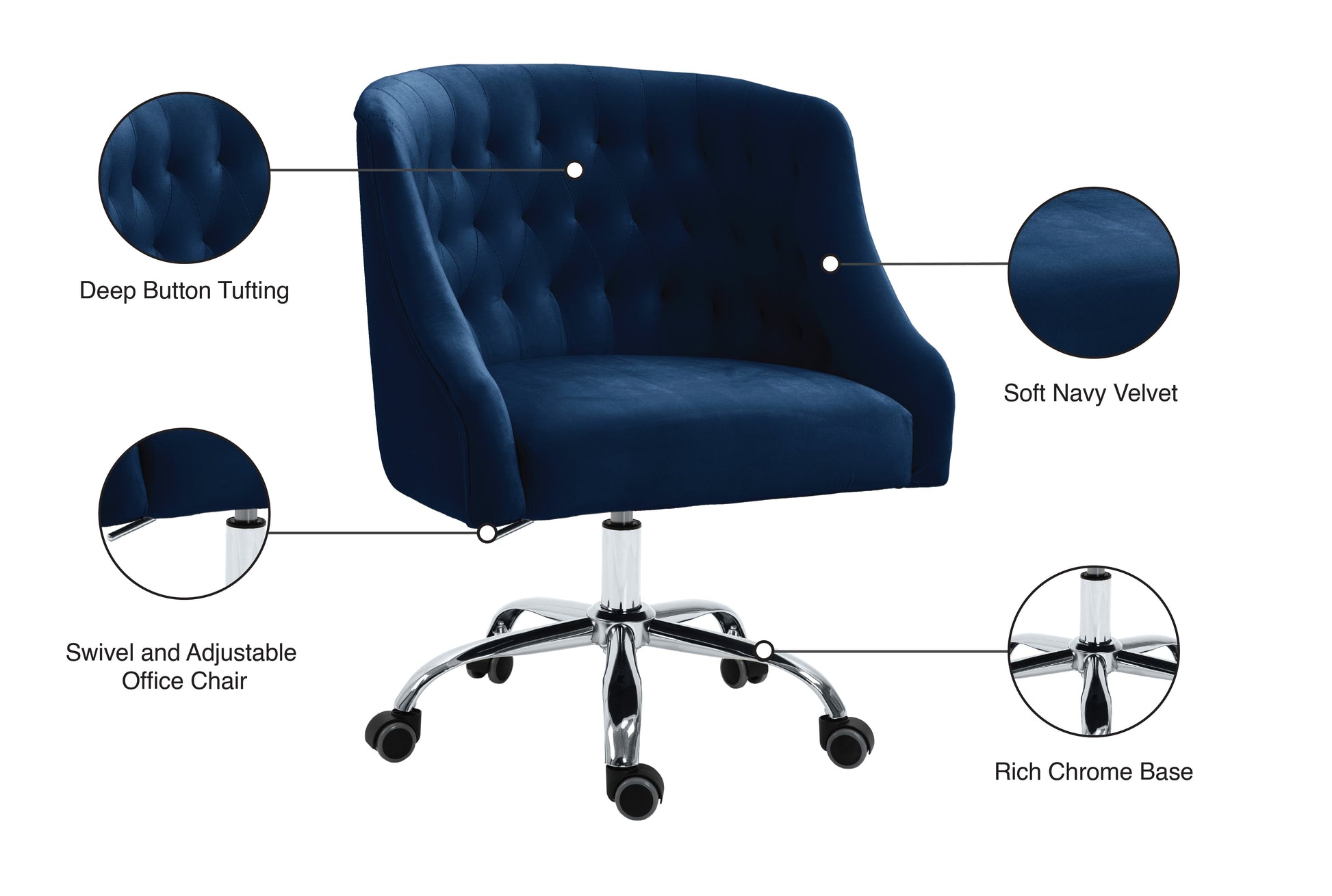 Arden Velvet Office Chair - Furniture Depot