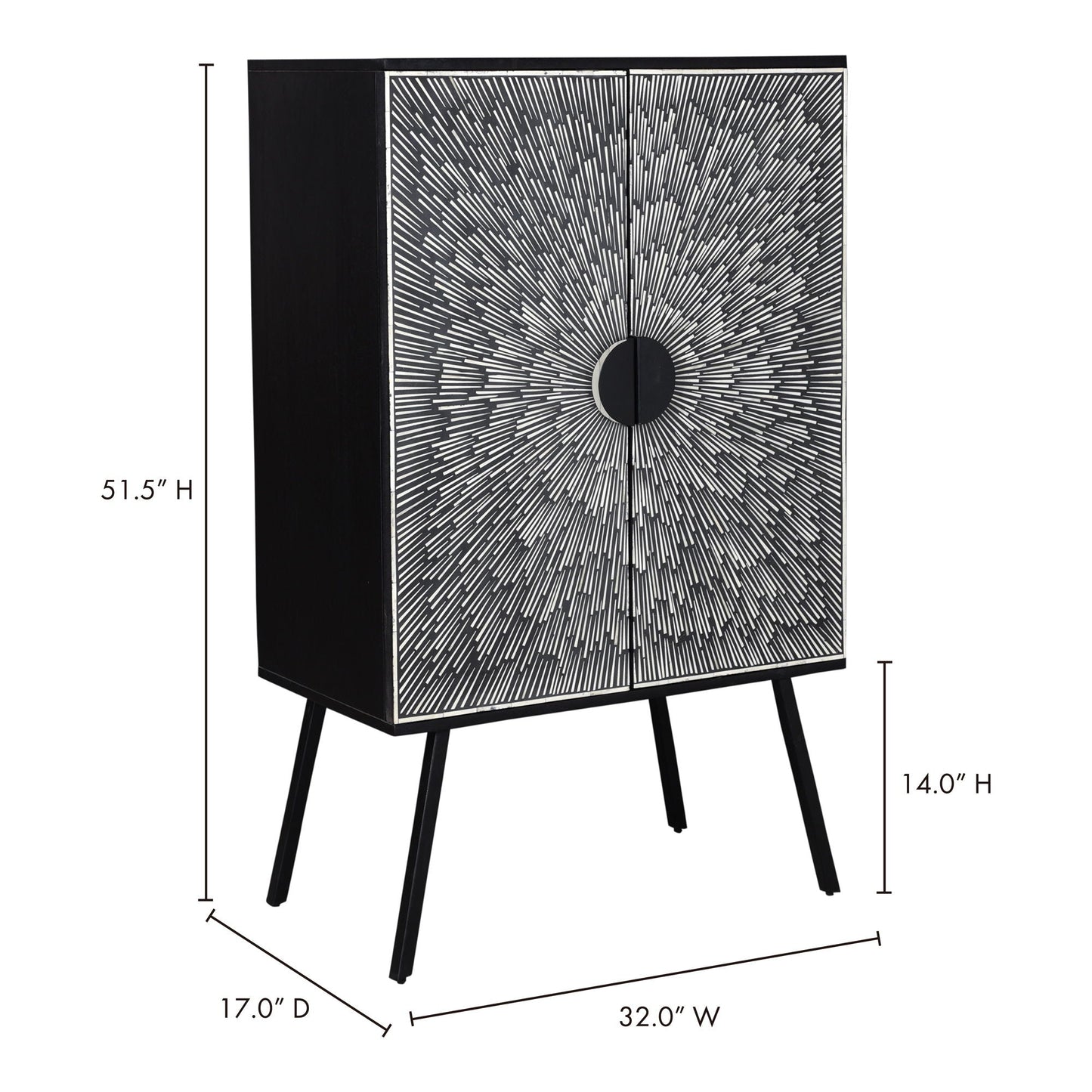 Sunburst Wine Cabinet Black