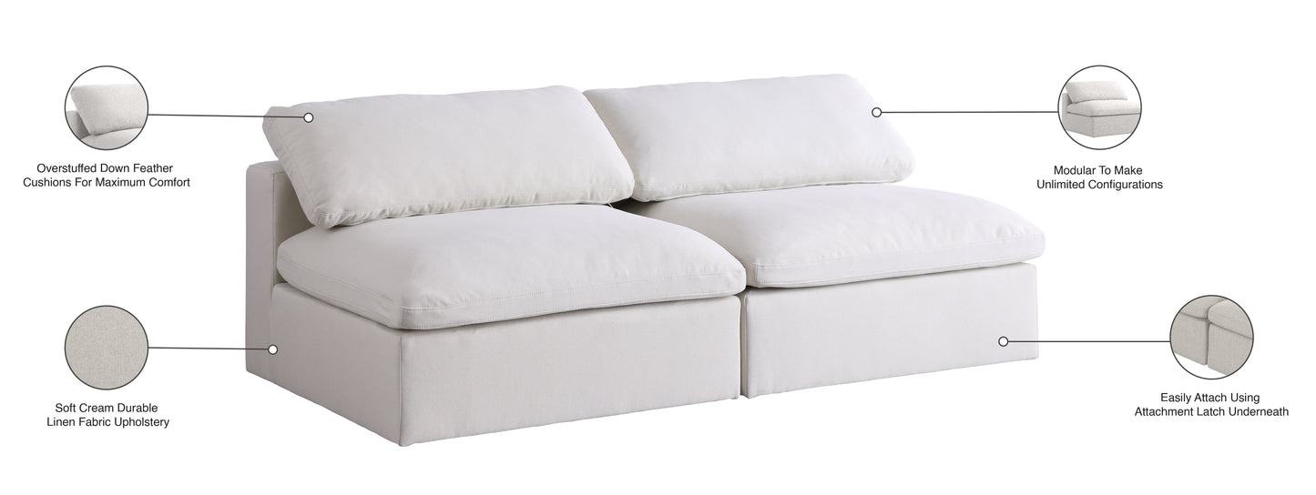 Serene Linen Fabric Deluxe Cloud Modular Armless Sofa - Furniture Depot