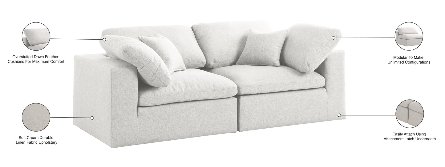 Serene Linen Fabric Deluxe Cloud Modular Sofa - Furniture Depot