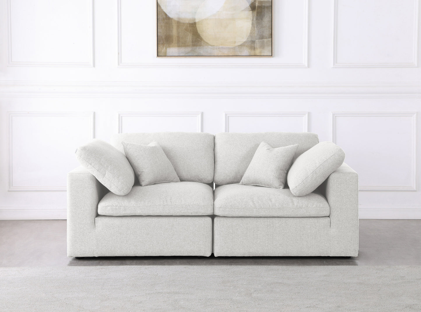 Serene Linen Fabric Deluxe Cloud Modular Sofa - Furniture Depot