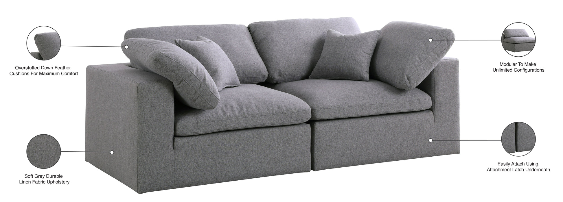 Serene Linen Fabric Deluxe Cloud Modular Sofa - Furniture Depot