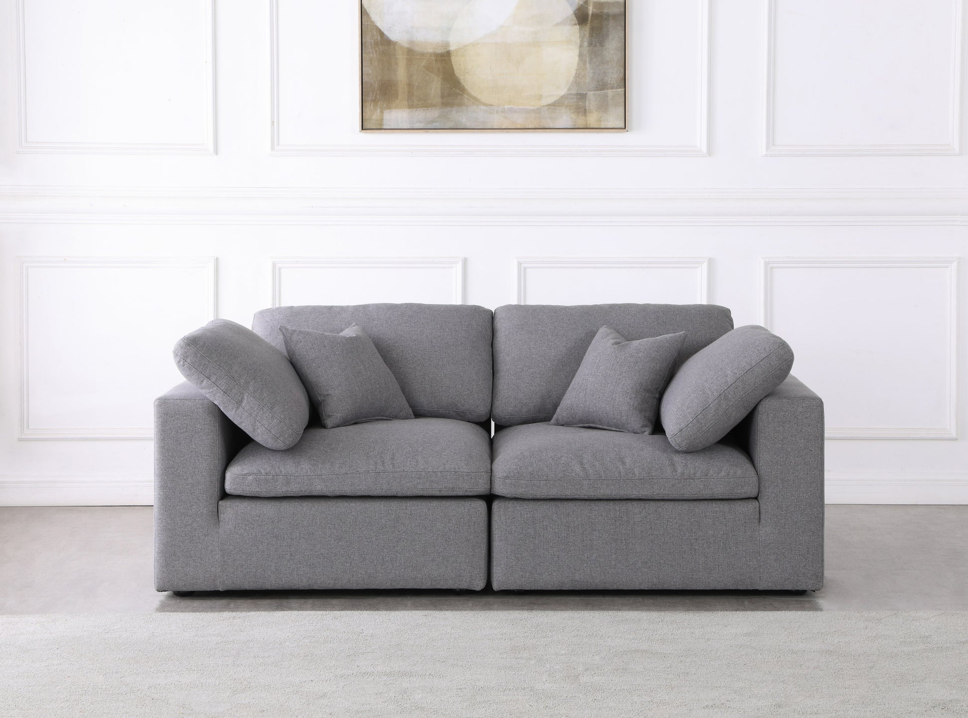 Serene Linen Fabric Deluxe Cloud Modular Sofa - Furniture Depot