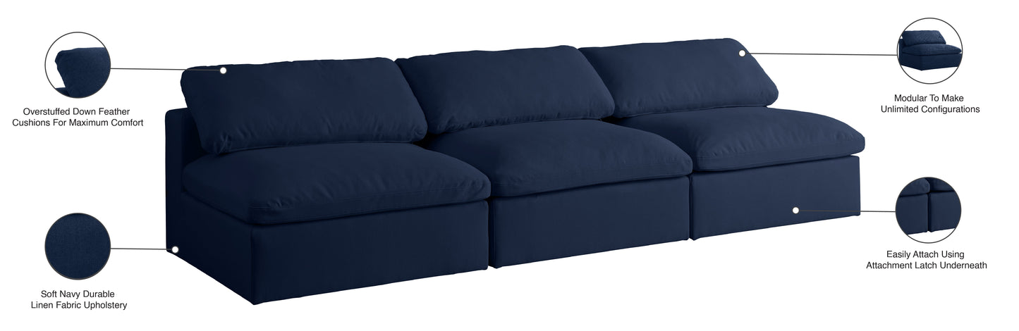 Serene Linen Fabric Deluxe Cloud Modular Armless Sofa - Furniture Depot