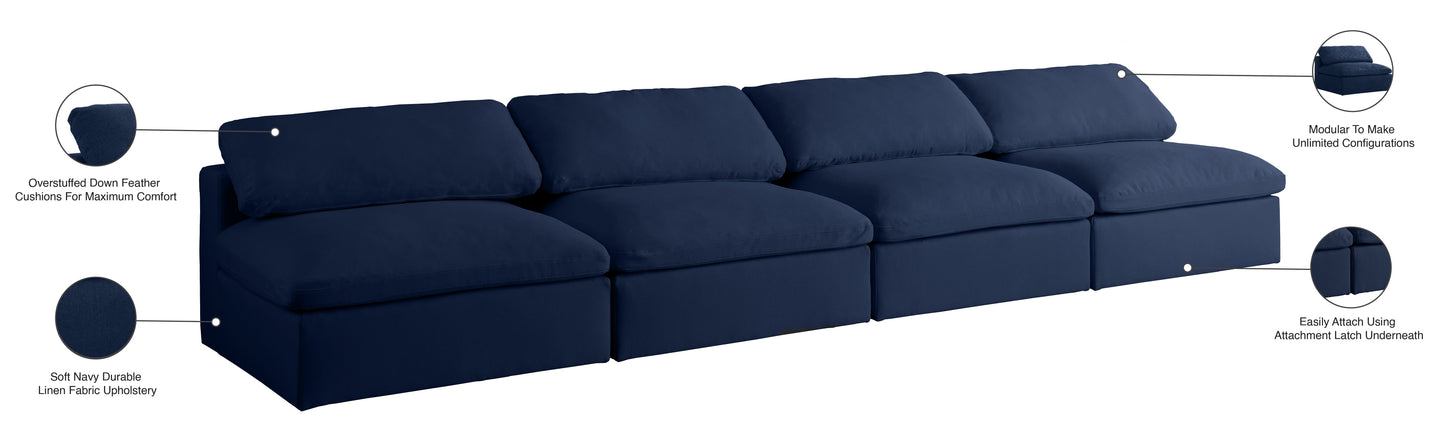 Serene Linen Fabric Deluxe Cloud Modular Armless Sofa - Furniture Depot