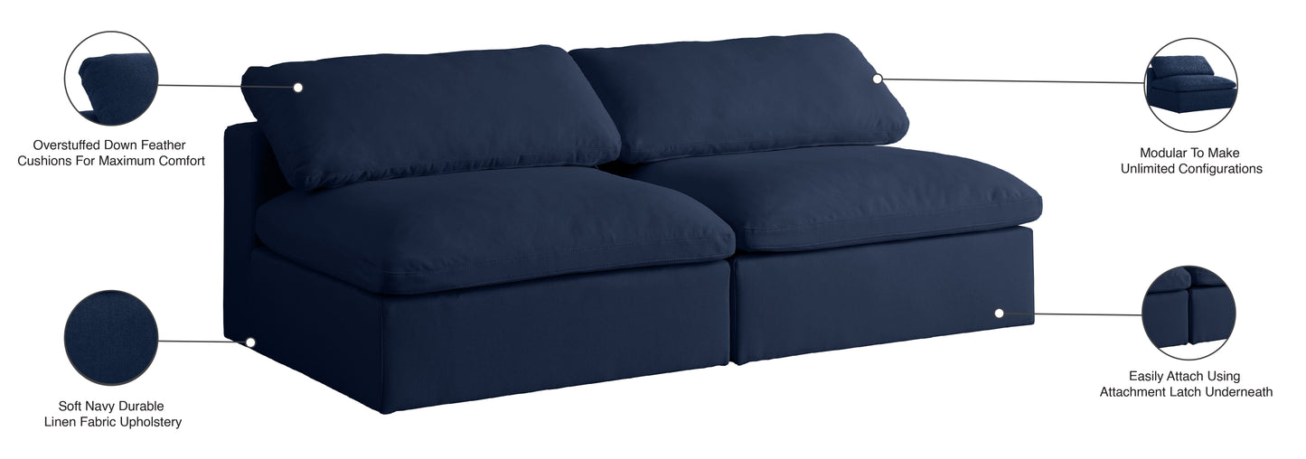 Serene Linen Fabric Deluxe Cloud Modular Armless Sofa - Furniture Depot