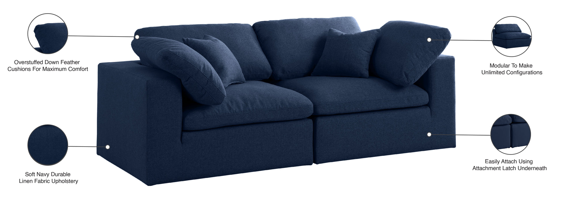 Serene Linen Fabric Deluxe Cloud Modular Sofa - Furniture Depot