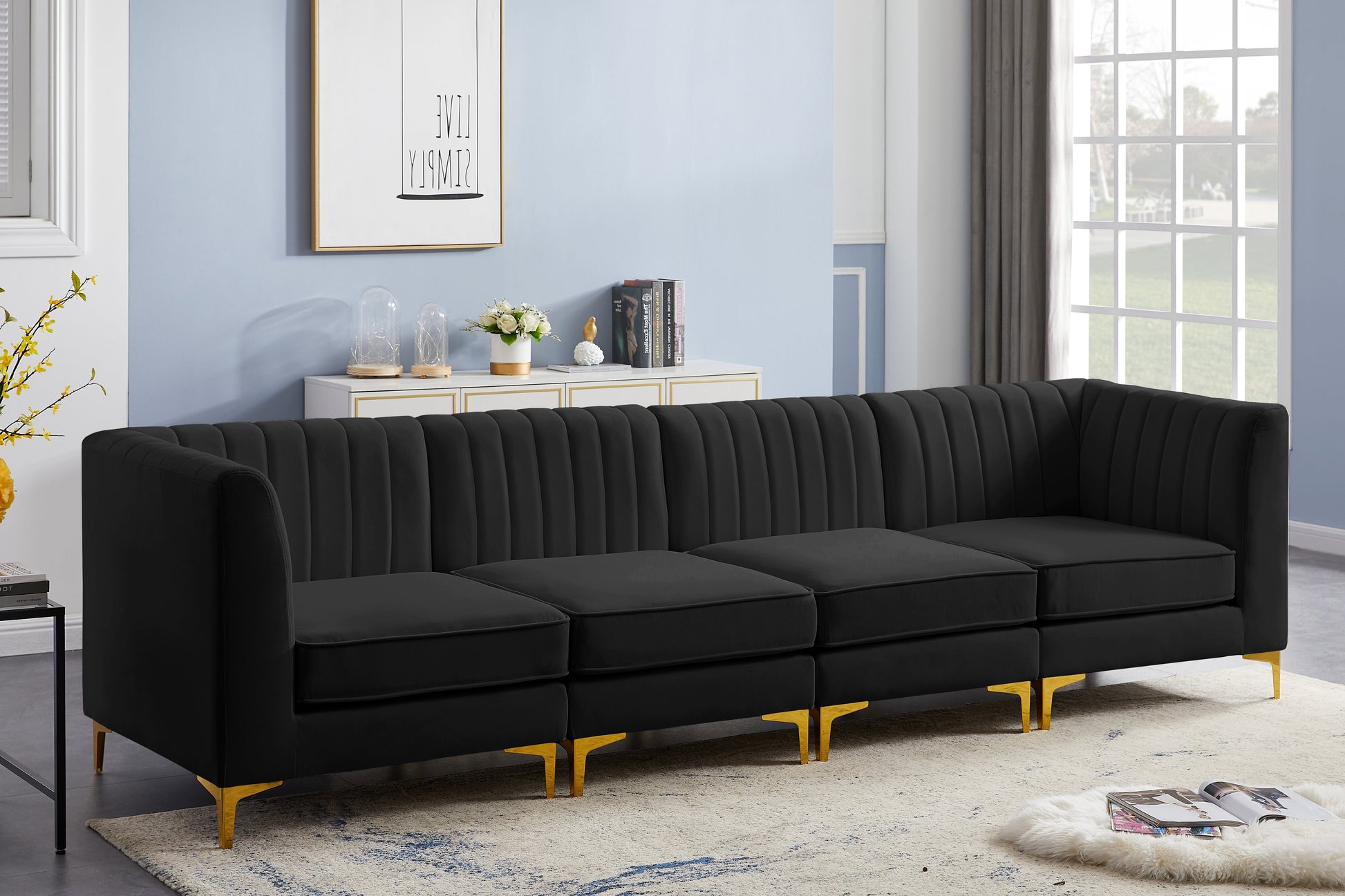 Alina Velvet Modular Sofa - Furniture Depot