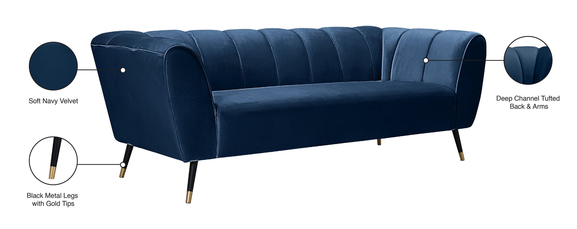 Beaumont Velvet Sofa - Furniture Depot