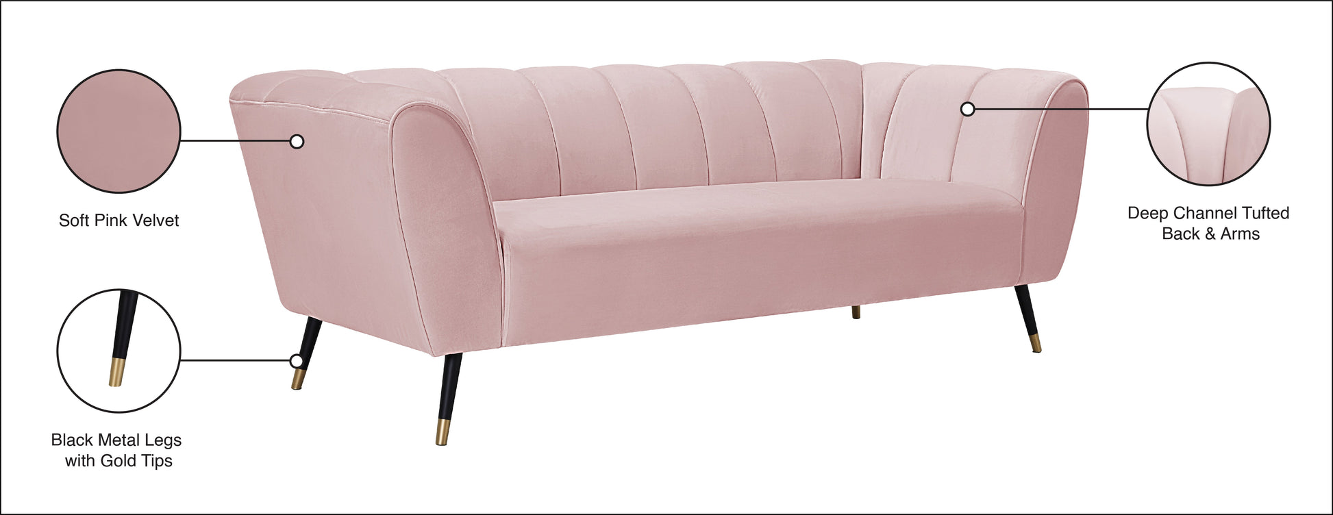 Beaumont Velvet Sofa - Furniture Depot