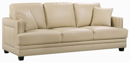 Ferrara Beige Faux Leather Sofa - Furniture Depot