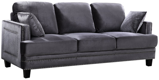 Ferrara Grey Velvet Sofa - Furniture Depot