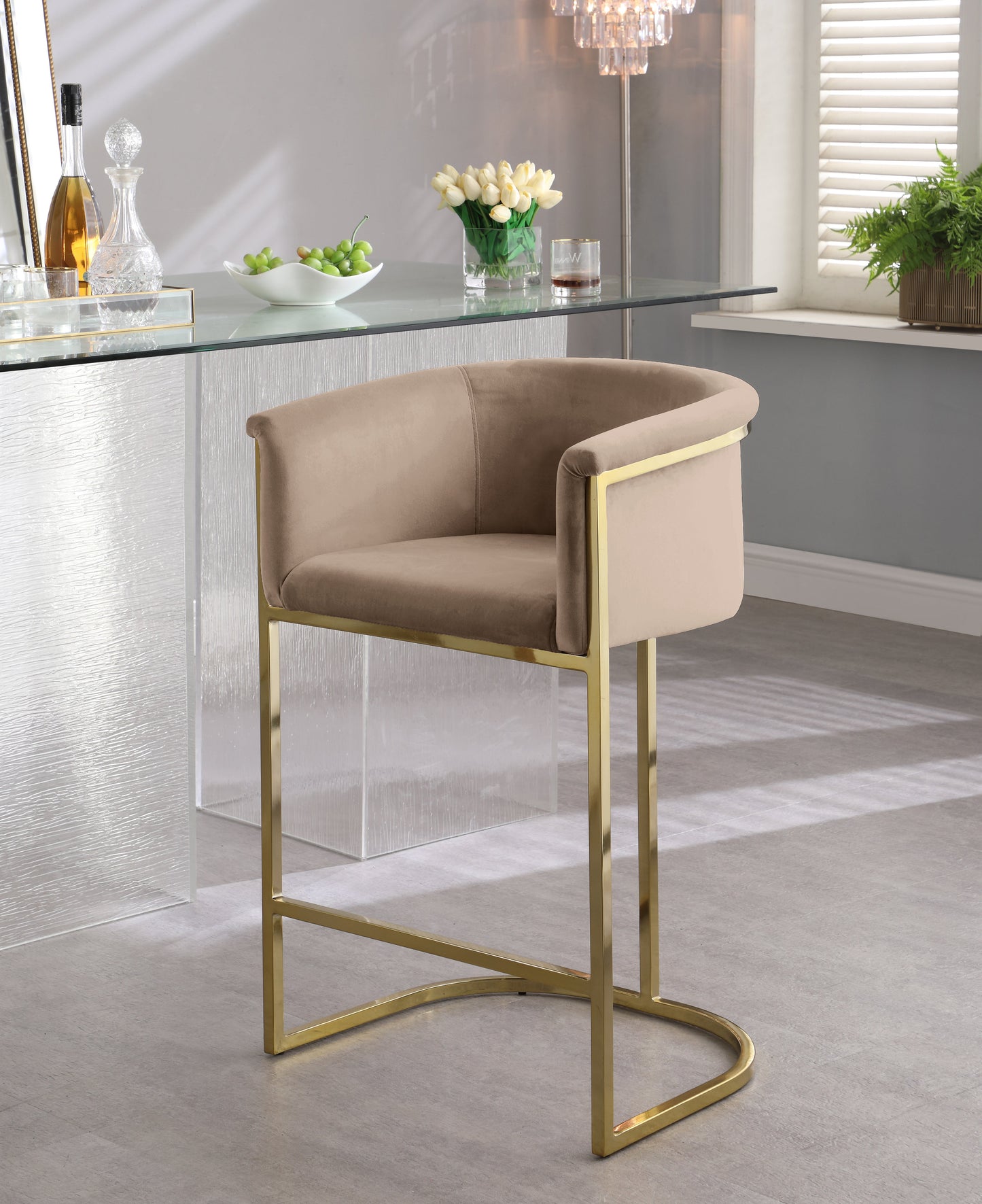 Donatella Velvet Counter Stool - Furniture Depot