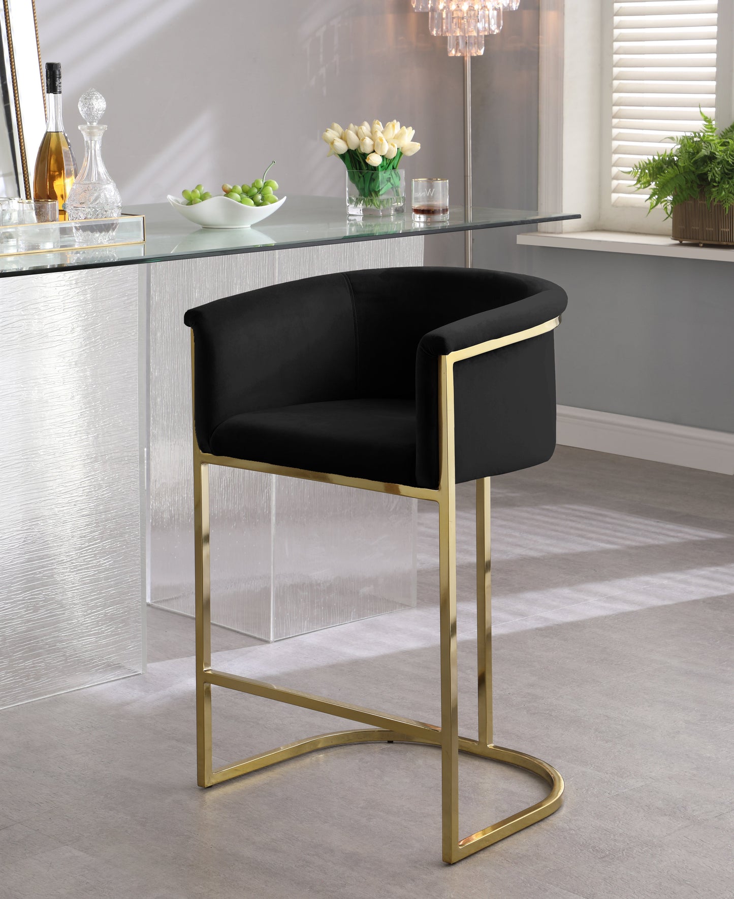 Donatella Velvet Counter Stool - Furniture Depot