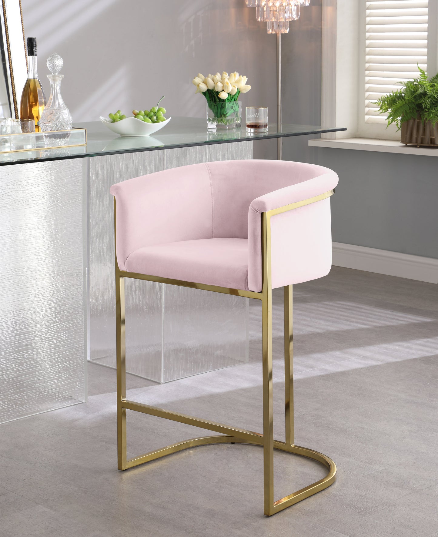 Donatella Velvet Counter Stool - Furniture Depot