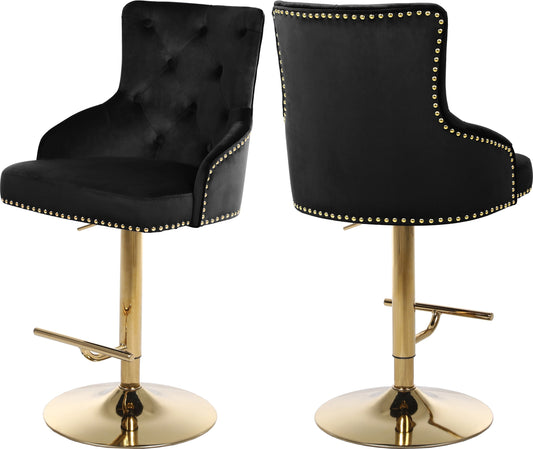 Claude Black Velvet Adjustable Stool - Furniture Depot