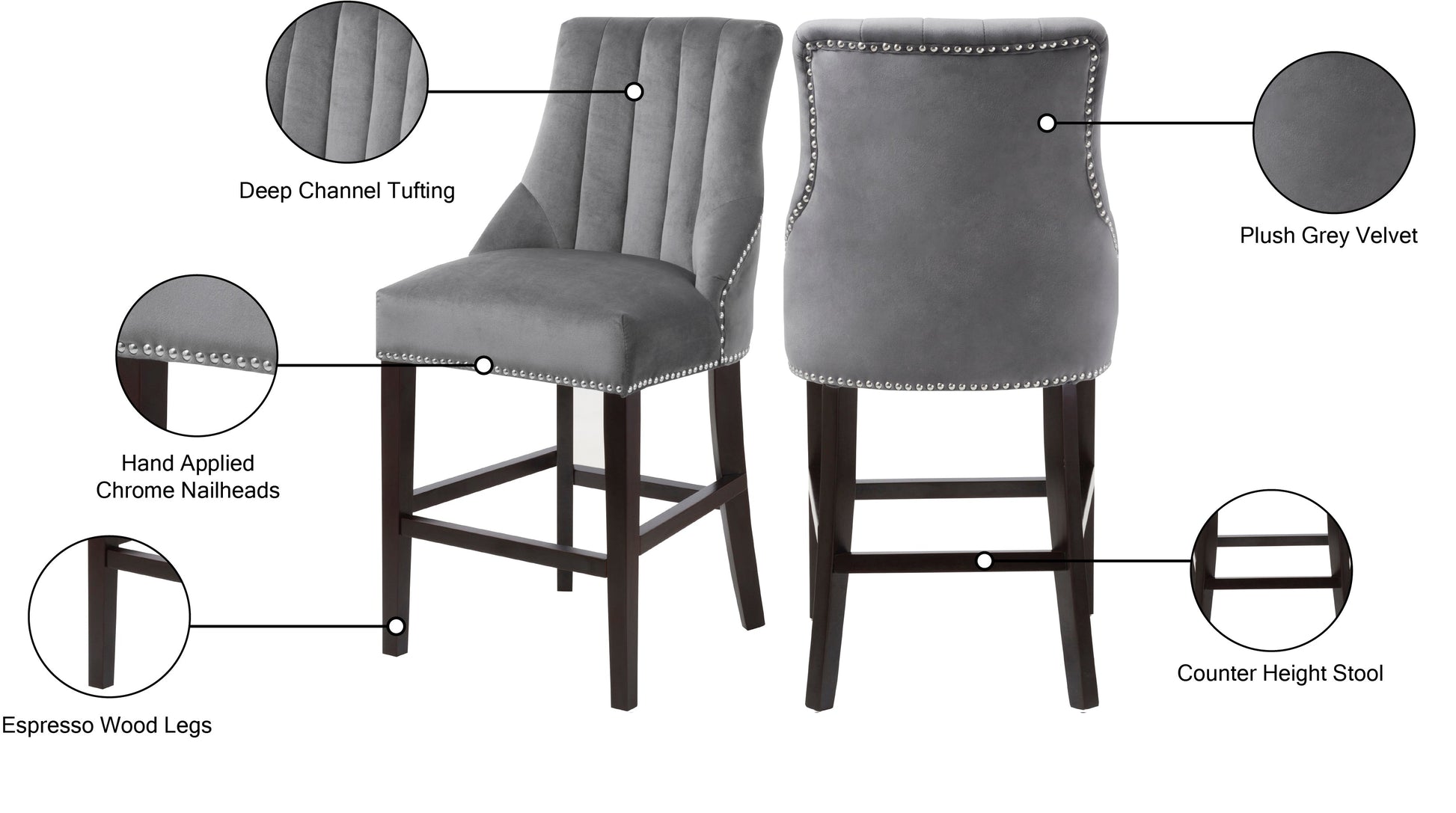 Oxford Velvet Stool - Furniture Depot