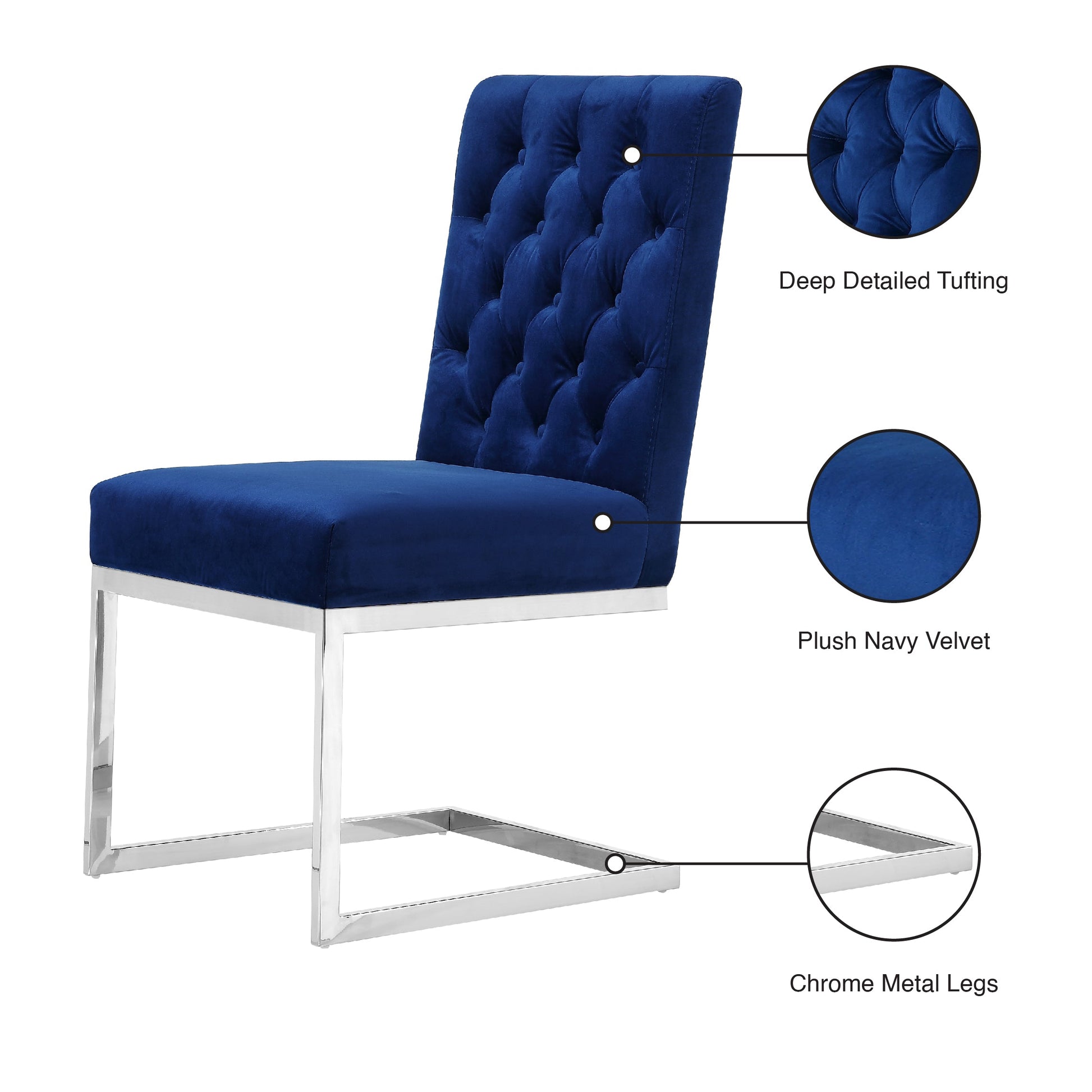 Carlton Navy Velvet Dining Chair - Furniture Depot