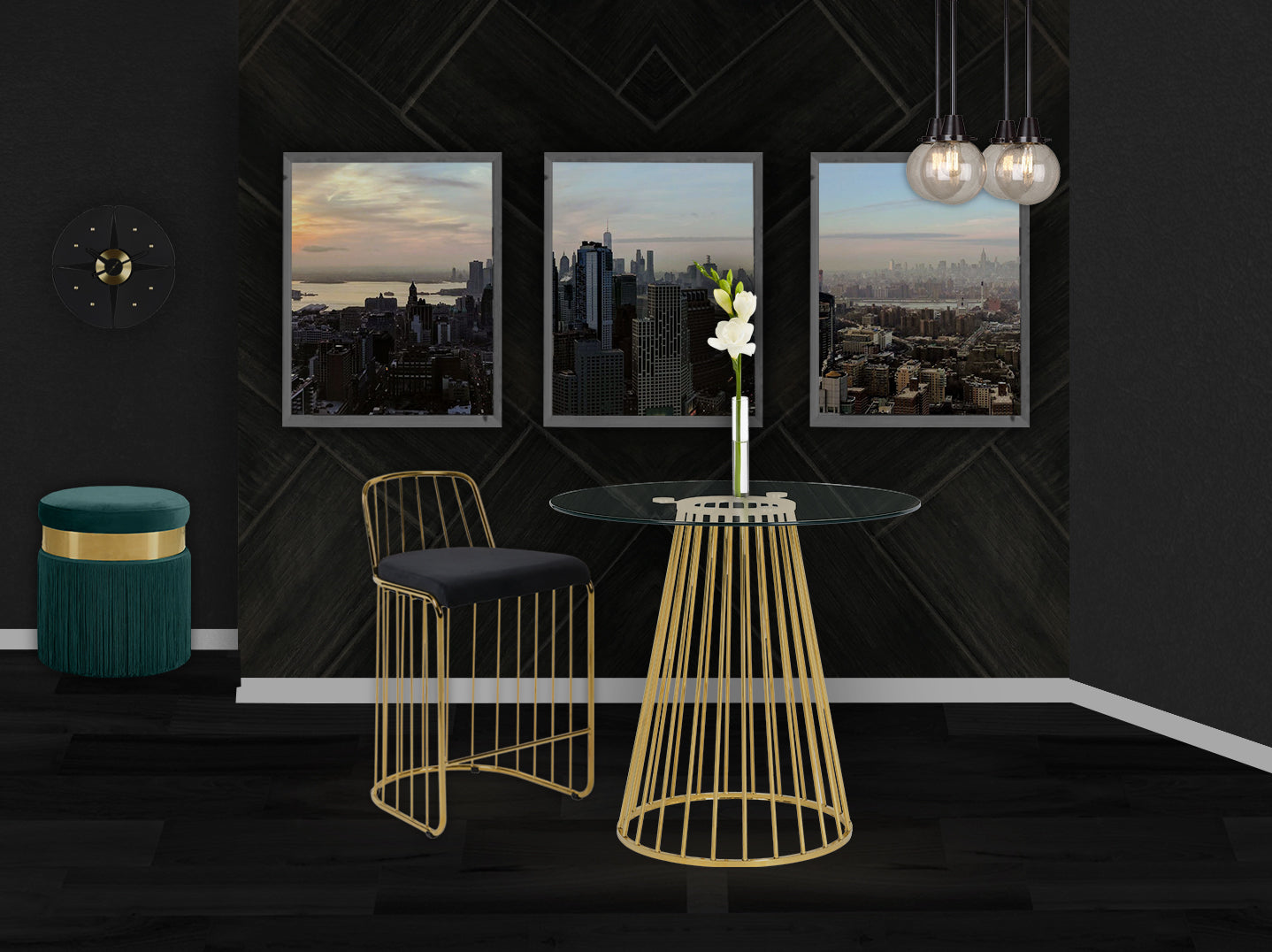 Gio Velvet Counter Stool - Furniture Depot