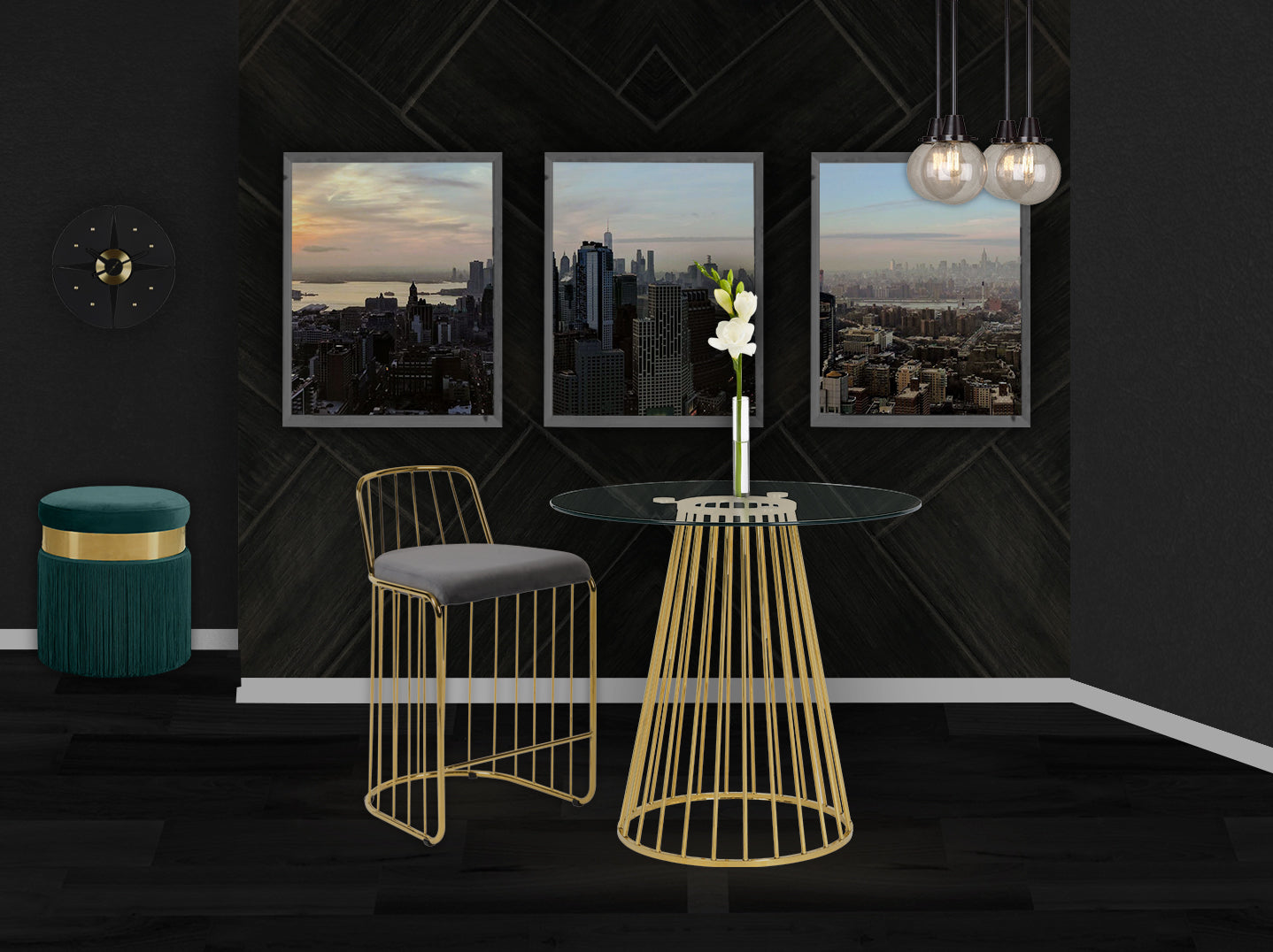 Gio Velvet Counter Stool - Furniture Depot