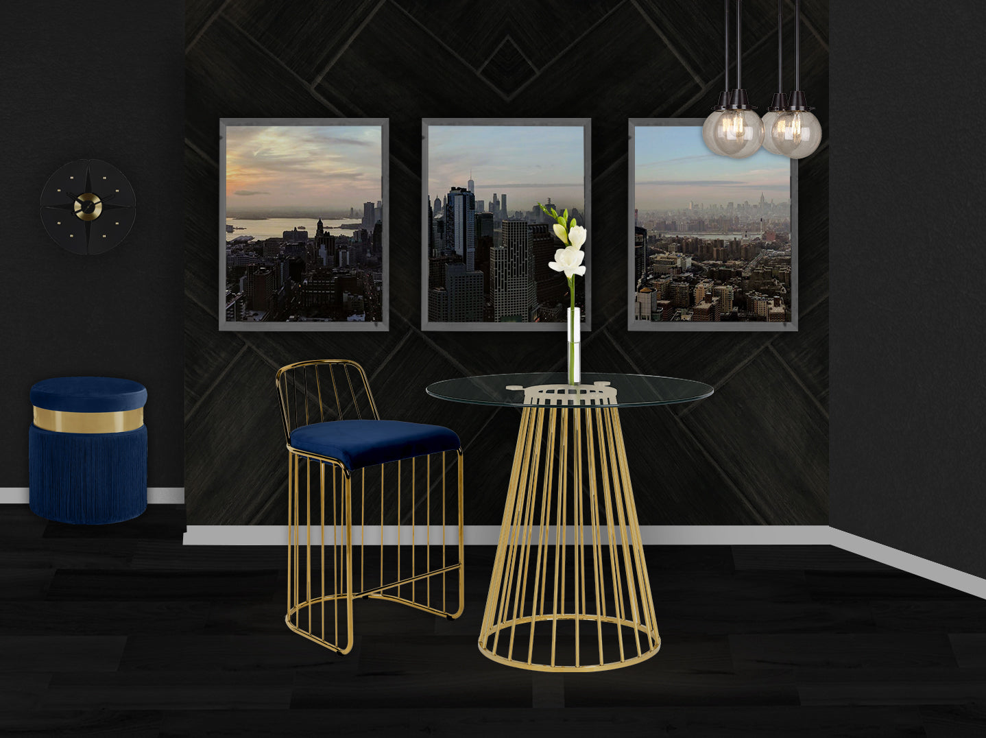 Gio Velvet Counter Stool - Furniture Depot