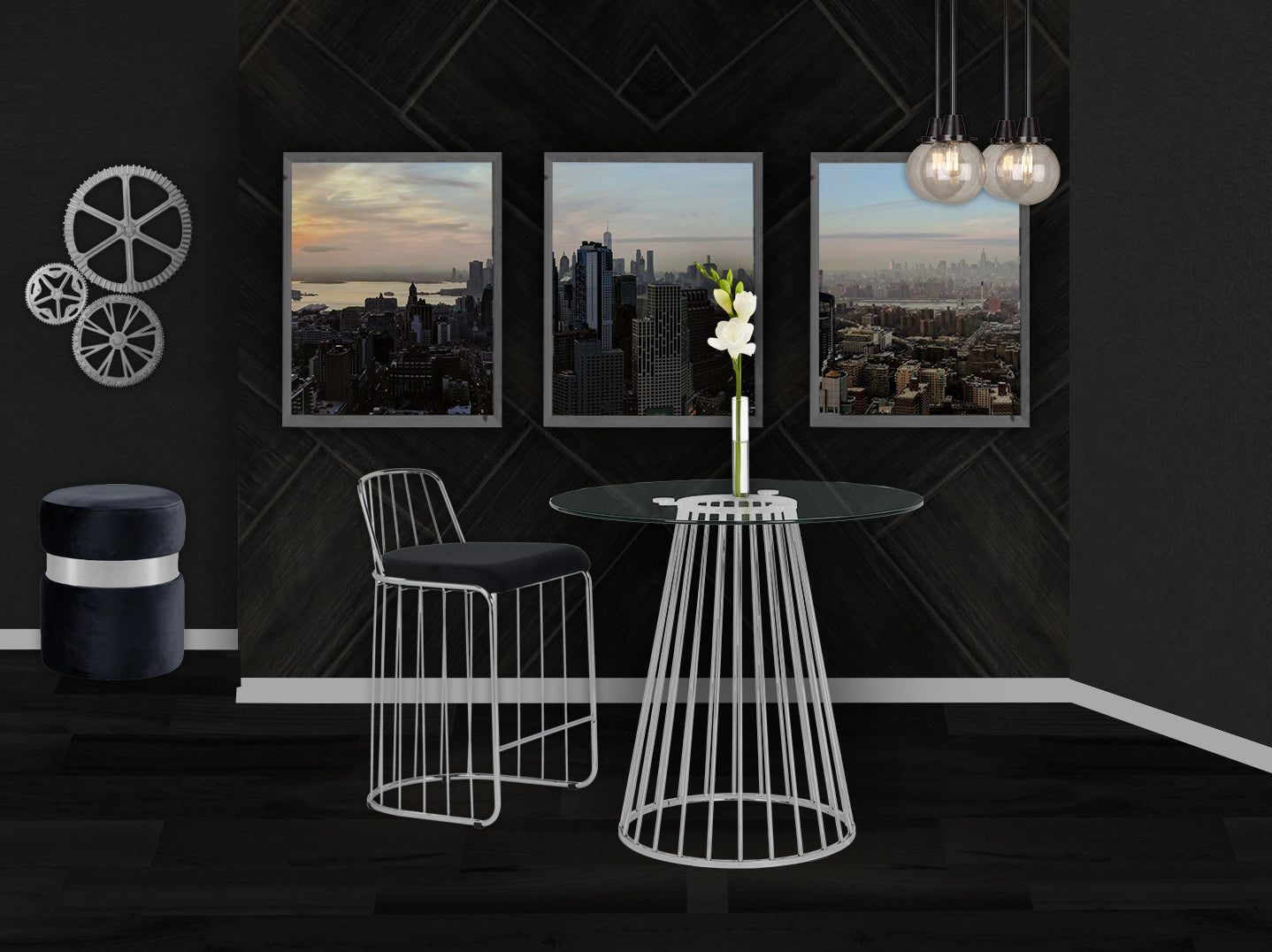 Gio Velvet Counter Stool - Furniture Depot