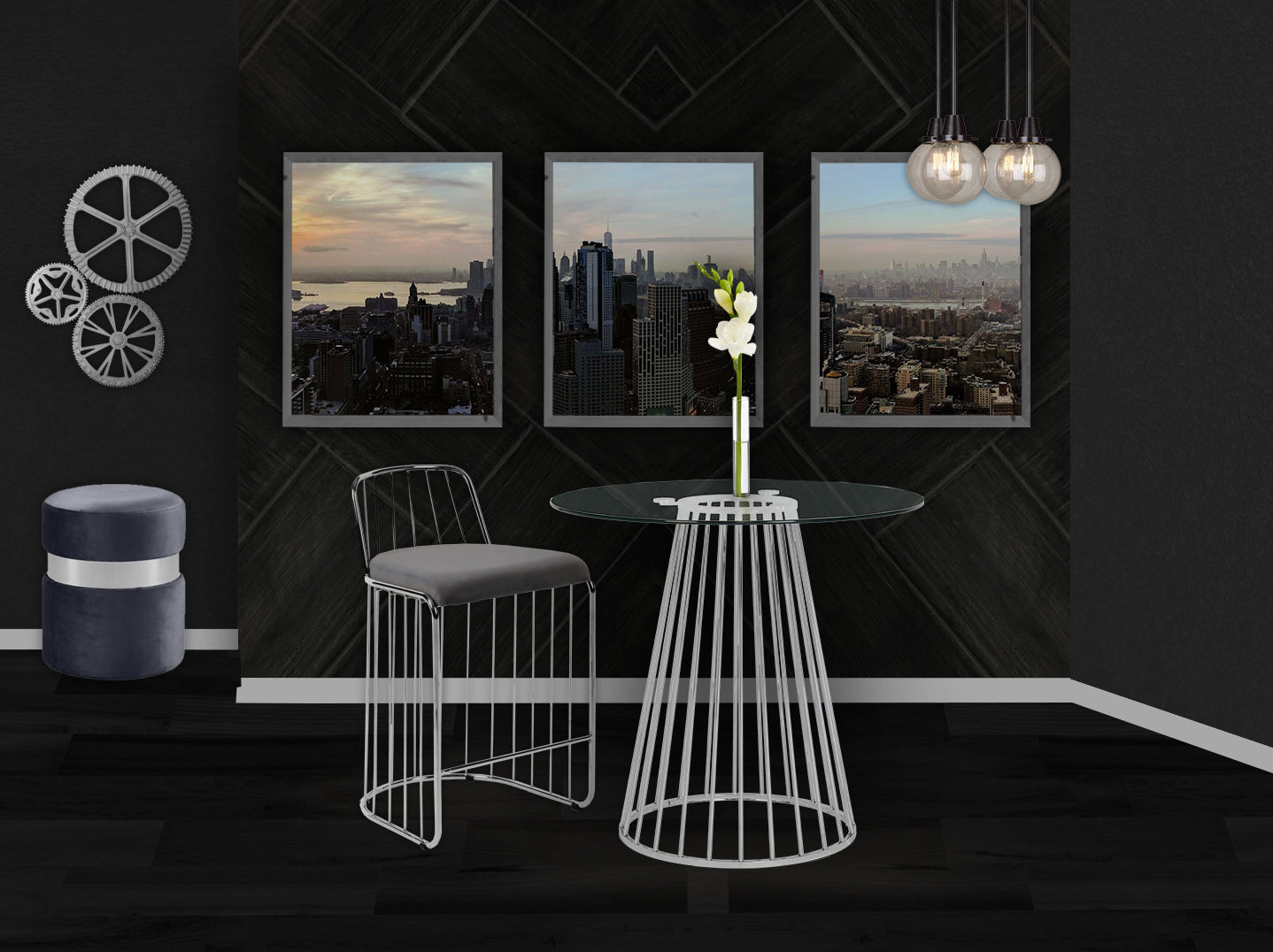 Gio Velvet Counter Stool - Furniture Depot
