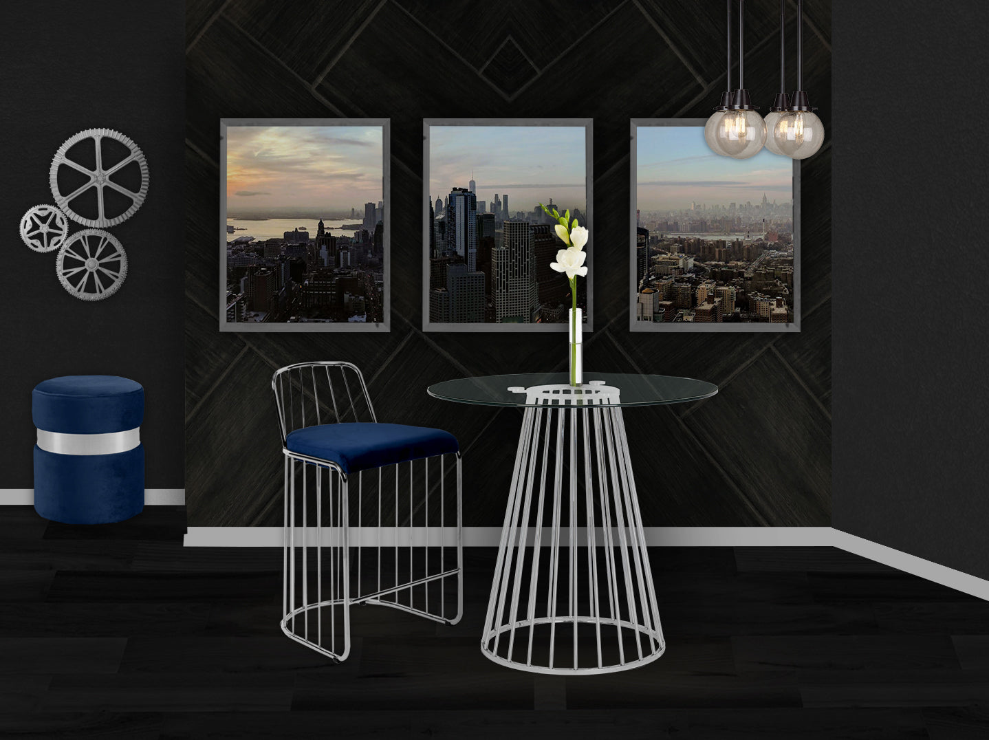 Gio Velvet Counter Stool - Furniture Depot