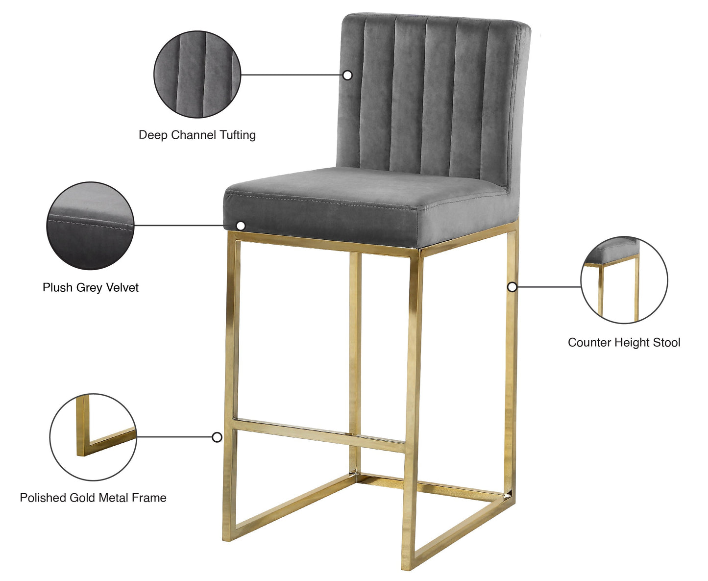 Giselle Velvet Stool - Furniture Depot