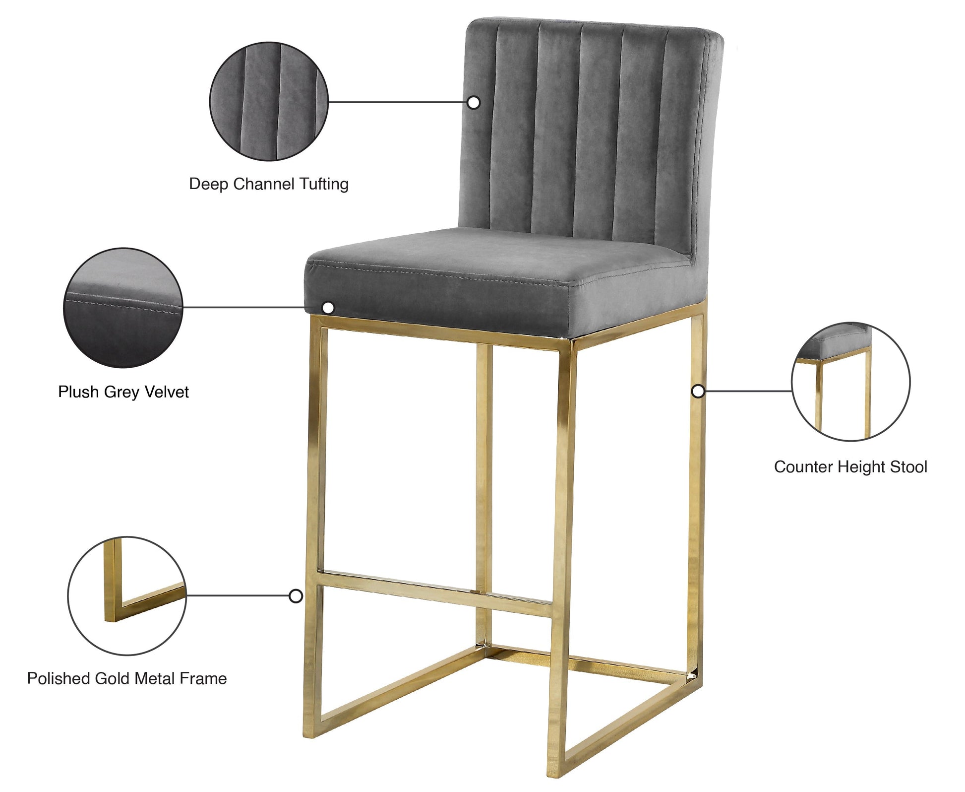 Giselle Velvet Stool - Furniture Depot
