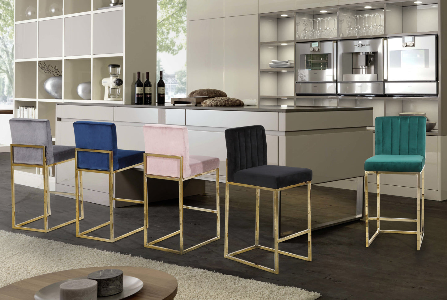 Giselle Velvet Stool - Furniture Depot