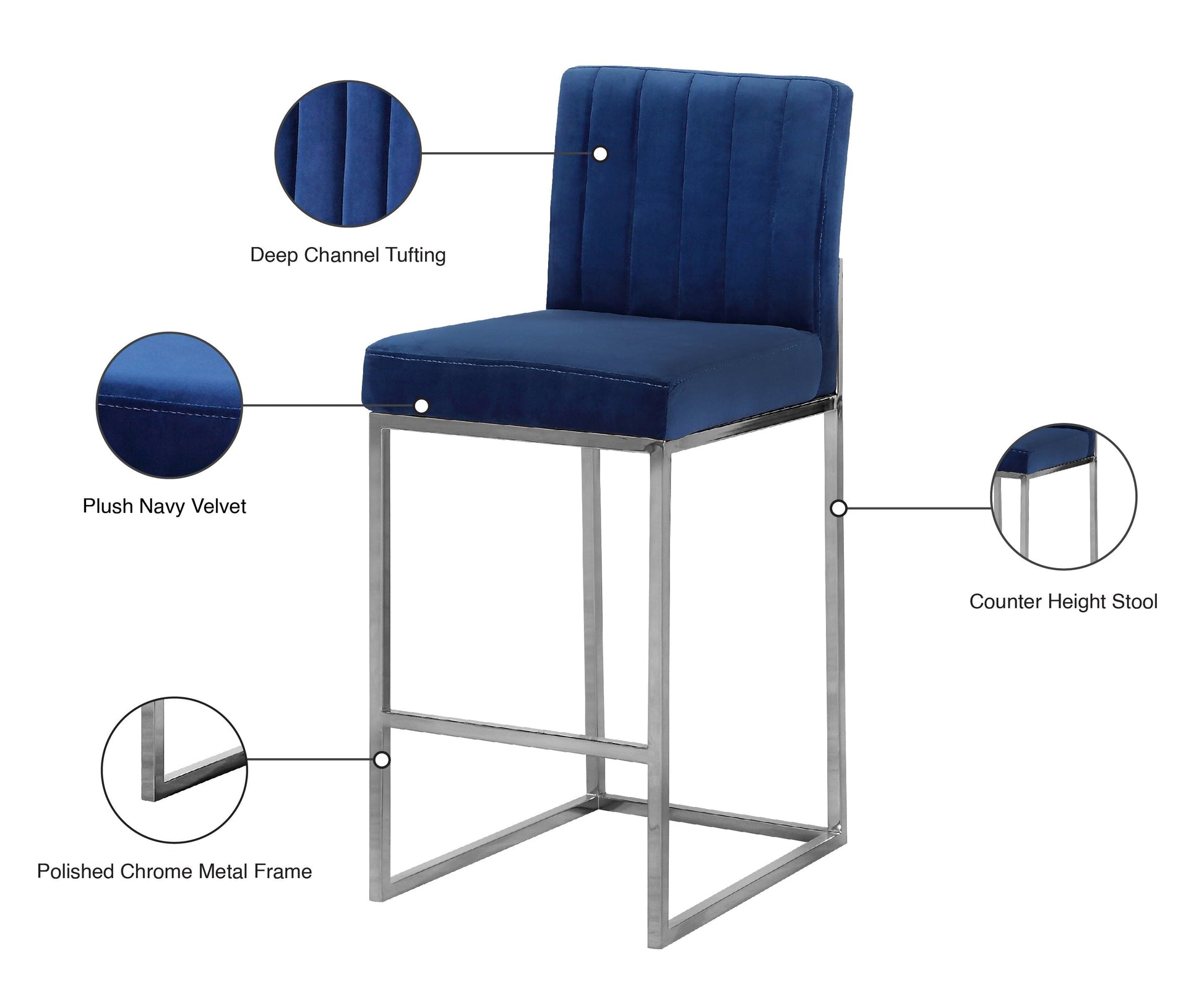 Giselle Velvet Stool - Furniture Depot