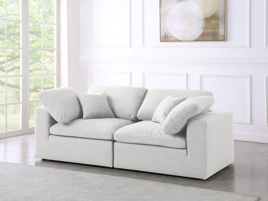 Serena Linen Deluxe Cloud Modular Down Filled Overstuffed 80" Sofa - Furniture Depot