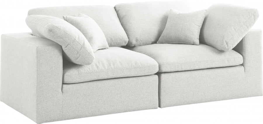 Serena Linen Deluxe Cloud Modular Down Filled Overstuffed 80" Sofa - Furniture Depot