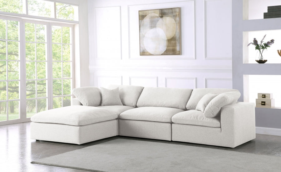 Serena Linen Deluxe Cloud Modular Down Filled Overstuffed Reversible Sectional - Furniture Depot