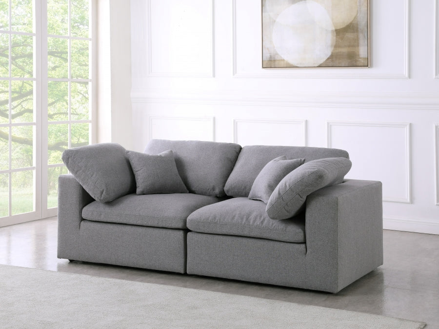 Serena Linen Deluxe Cloud Modular Down Filled Overstuffed 80" Sofa - Furniture Depot