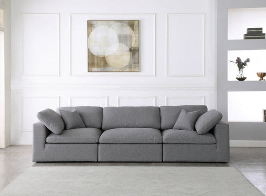 Serena Linen Deluxe Cloud Modular Down Filled Overstuffed 119" Sofa - Furniture Depot