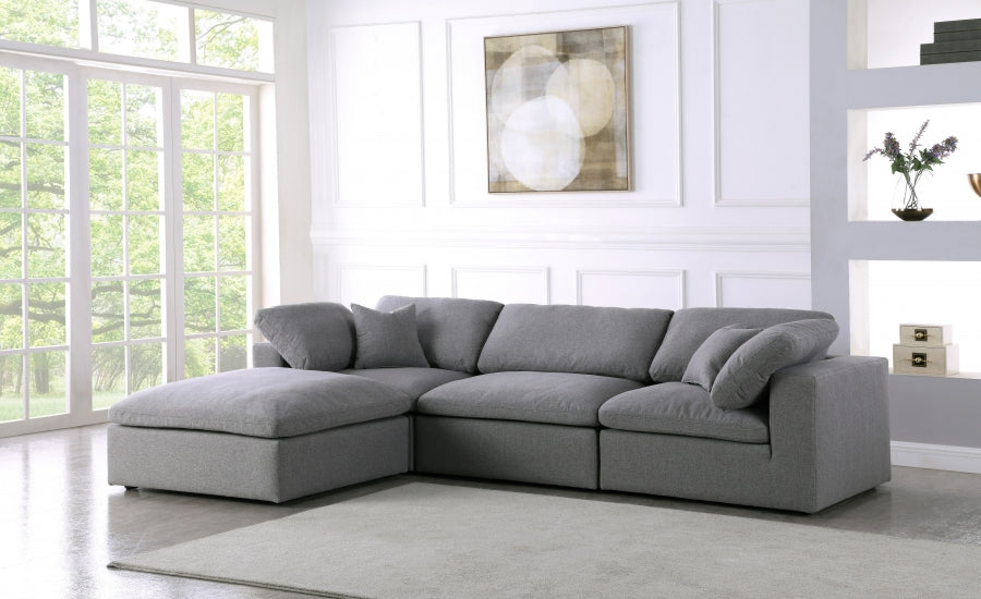 Serena Linen Deluxe Cloud Modular Down Filled Overstuffed Reversible Sectional - Furniture Depot