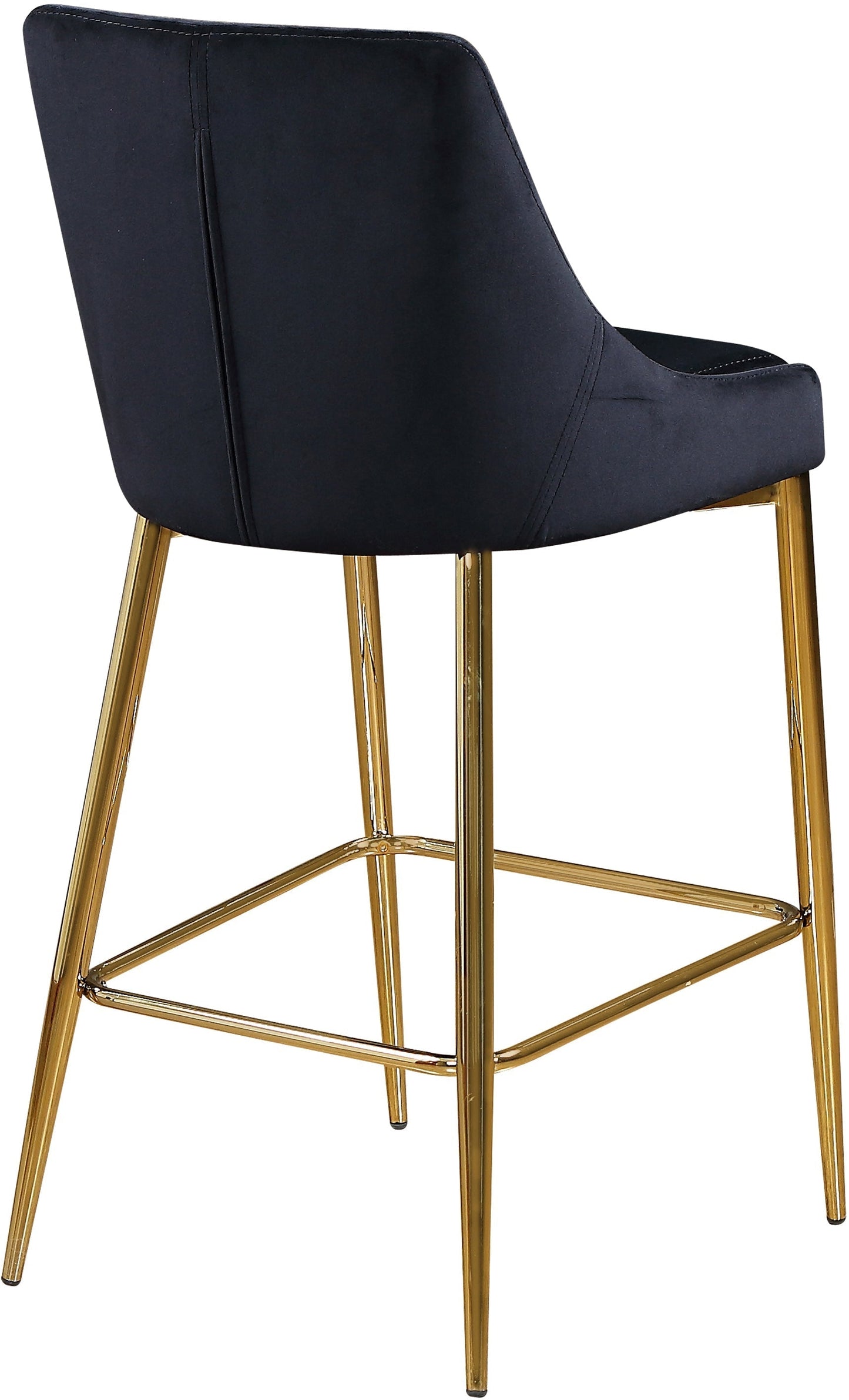 Karina Black Velvet Stool - Furniture Depot