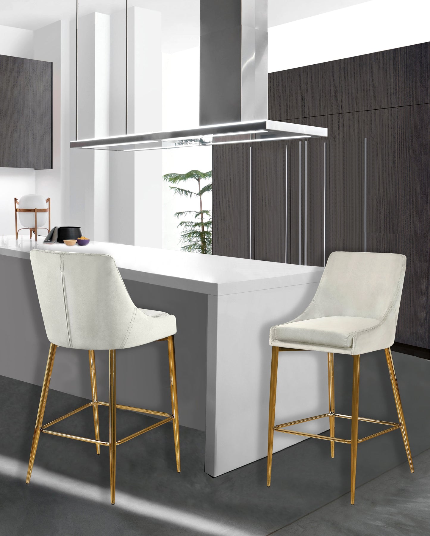 Karina Black Velvet Stool - Furniture Depot