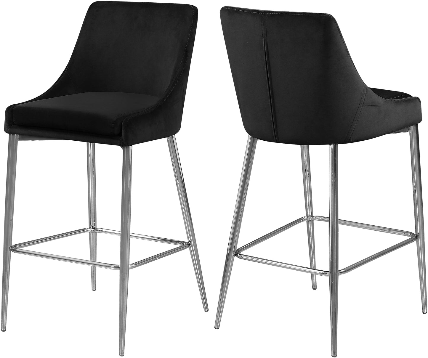 Karina Black Velvet Stool - Furniture Depot