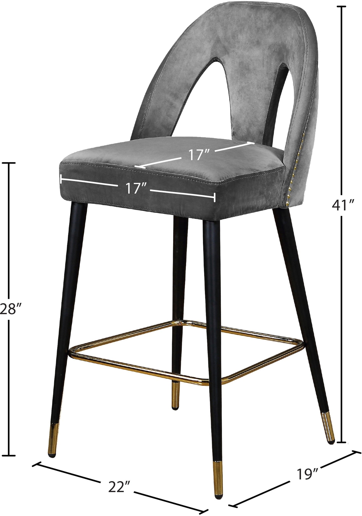 Akoya Velvet Counter Stool - Furniture Depot