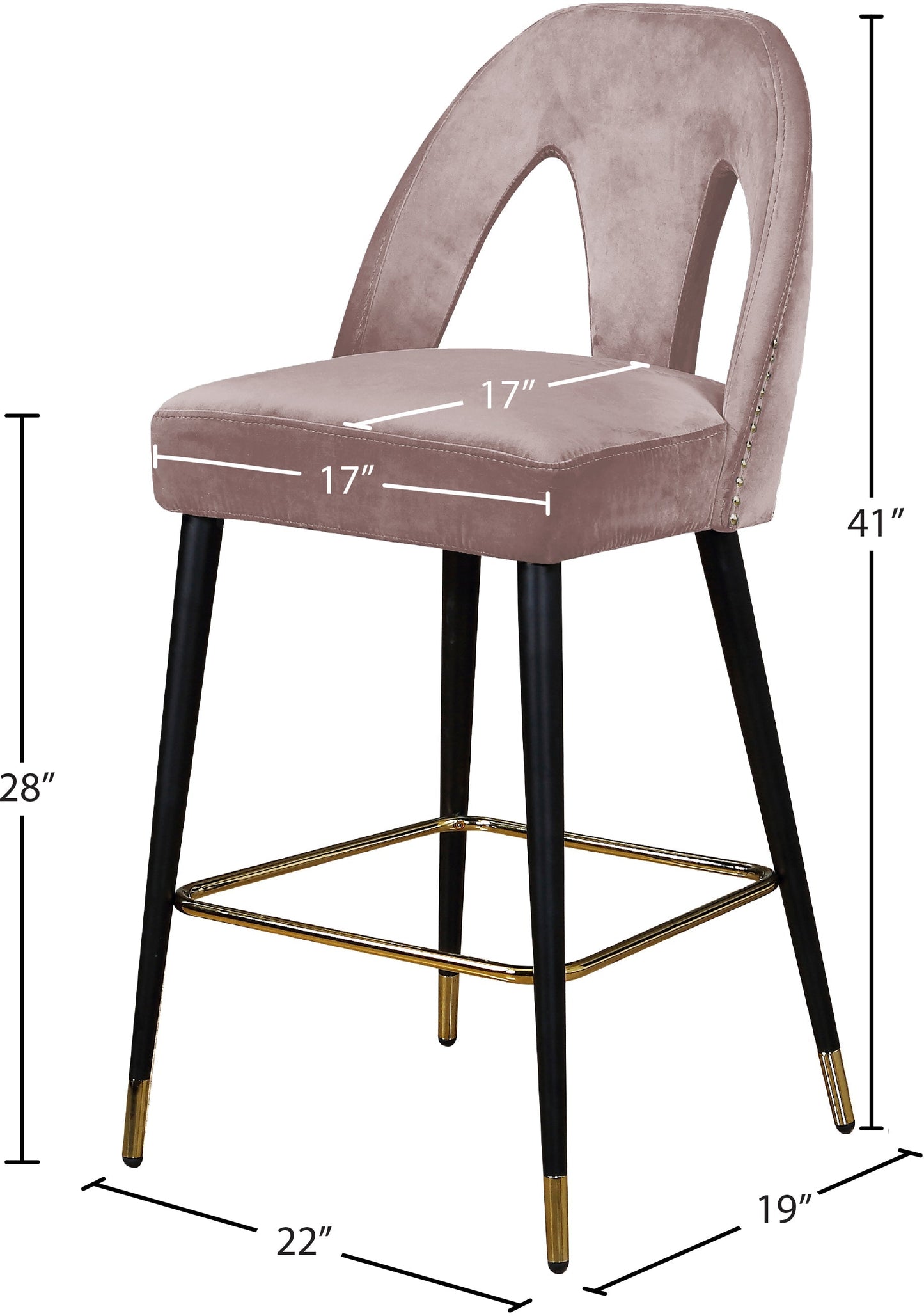 Akoya Velvet Counter Stool - Furniture Depot