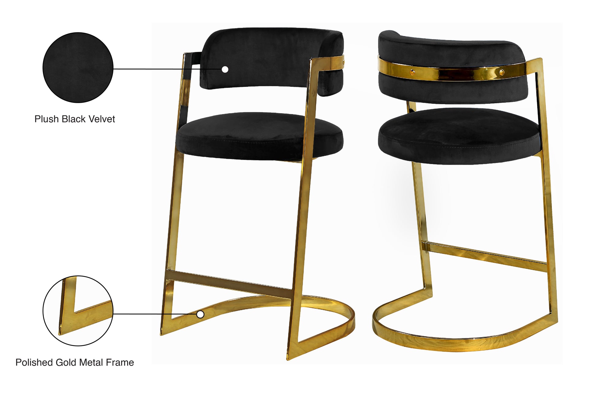 Stephanie Velvet Stool - Furniture Depot