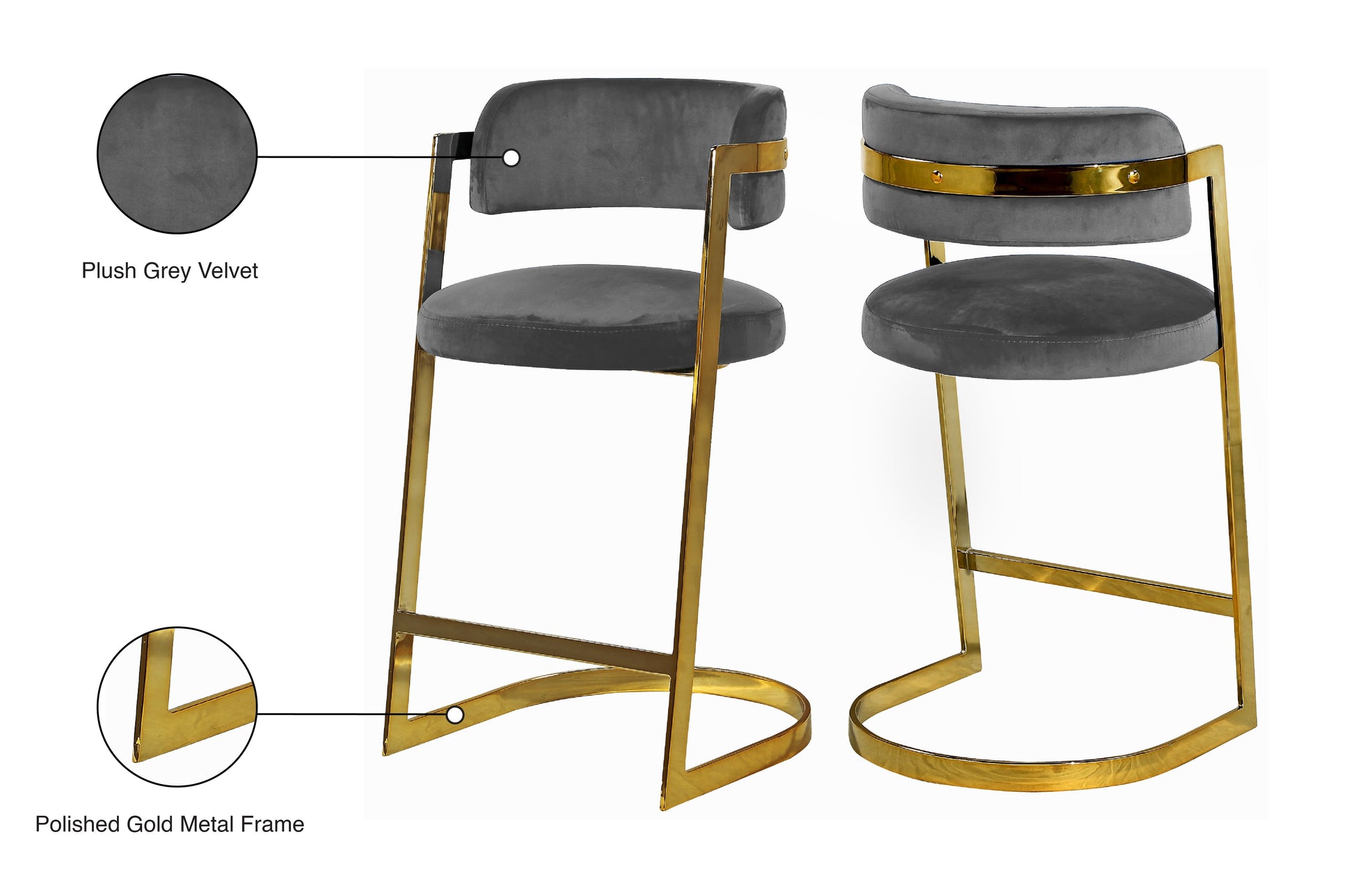 Stephanie Velvet Stool - Furniture Depot