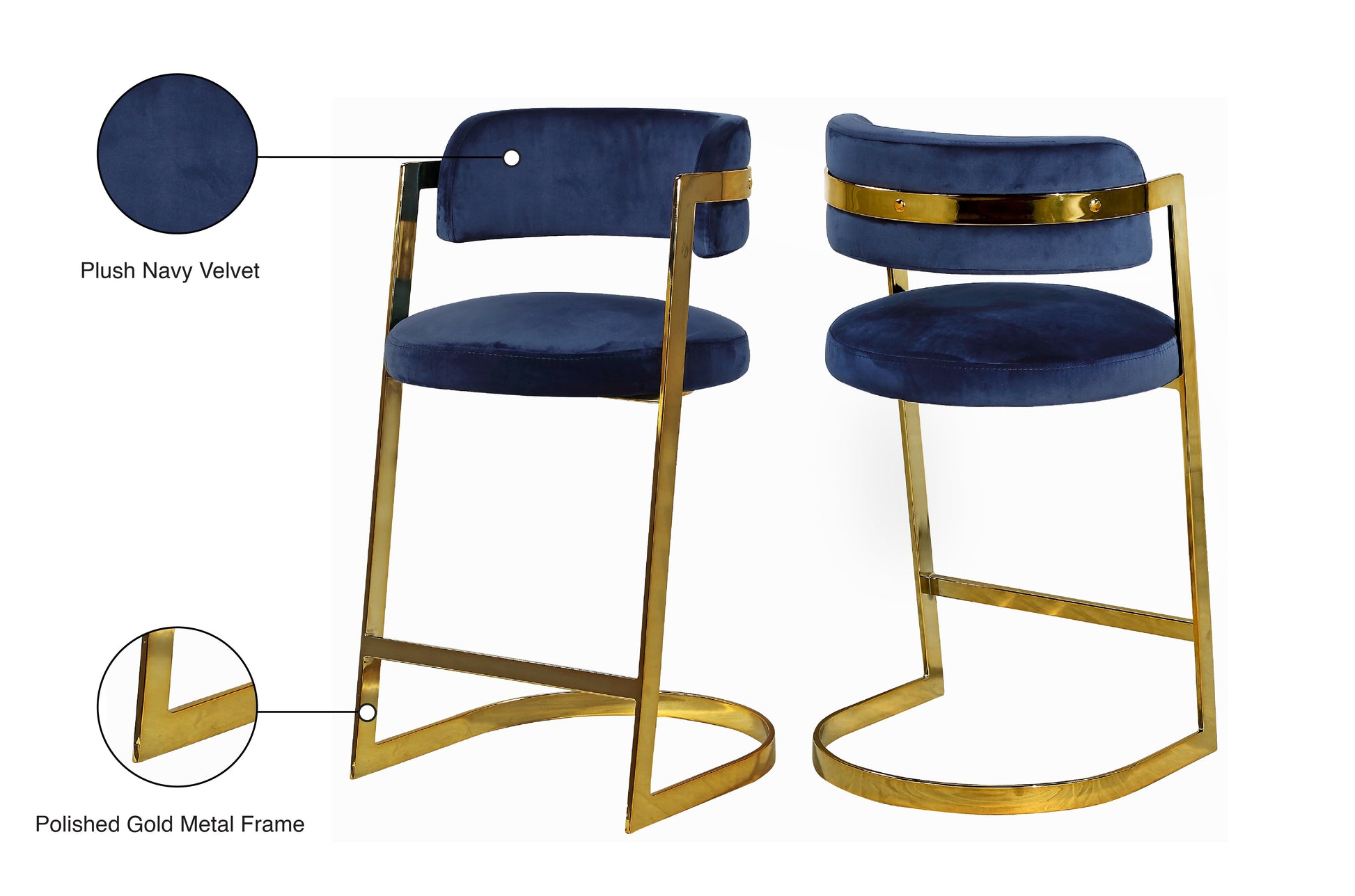 Stephanie Velvet Stool - Furniture Depot